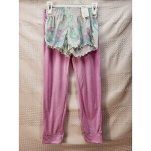 SO Girls Pajama Pants And Shorts Size 6x Pink Purple Set Tie Dye